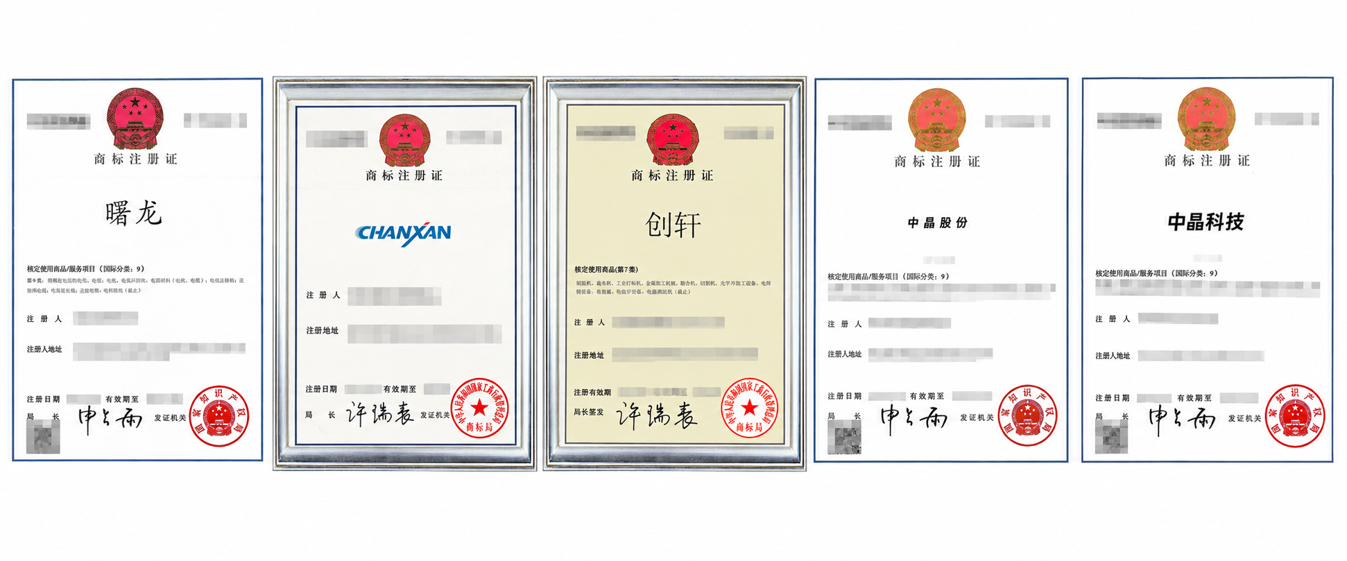天津市良宁博**源服饰有限公司公开证书图片，已打码，仅供参考，与虚拟客户资料无对应关系
